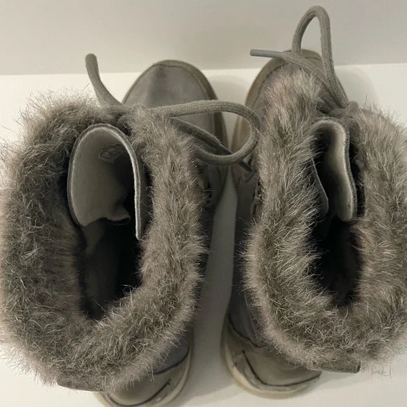 Sorel Explorer Joan Winter Boots Women’s Size 8 Gray Suede Fur Waterproof EUC - Picture 10 of 13